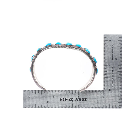 6.5" Jones Latome Navajo sterling silver turquoise cluster cuff bracelet