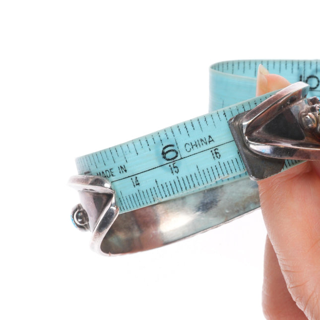 6.5" Jones Latome Navajo sterling silver turquoise cluster cuff bracelet