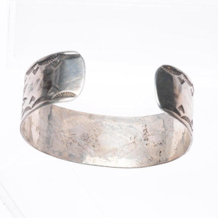 6.25" Vintage Navajo Ingot/sterling silver intricately stamped cuff bracelet