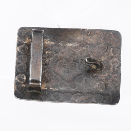 c1940's Vintage Navajo deep stamped sterling silver belt buckle