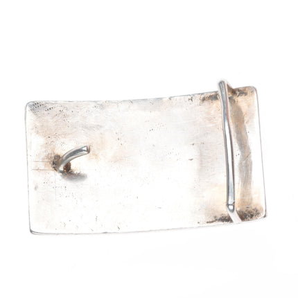40's-50's Vintage Navajo overlay/deep stamped sterling silver belt buckle w/deer