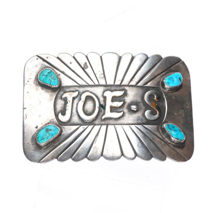 Vintage Navajo sterling silver/turquoise belt buckle customized Joe S