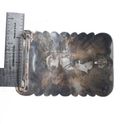 Vintage Navajo sterling silver/turquoise belt buckle customized Joe S