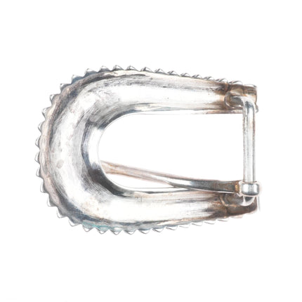 Vintage Navajo sterling silver chiseled design 5/8" ranger belt buckle set