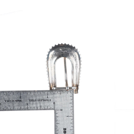 Vintage Navajo sterling silver chiseled design 5/8" ranger belt buckle set