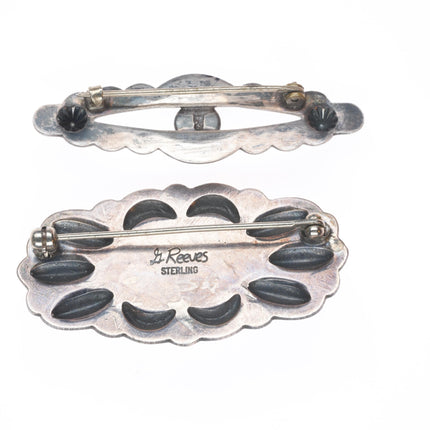 2 Vintage Navajo sterling silver pin/brooch w/nice turquoise Gary Reeves/c1940