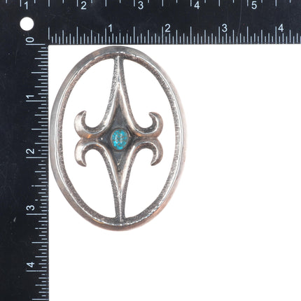 c1940 Large Lone Mountain turquoise Tufa Cast sterling silver Navajo pin/brooch