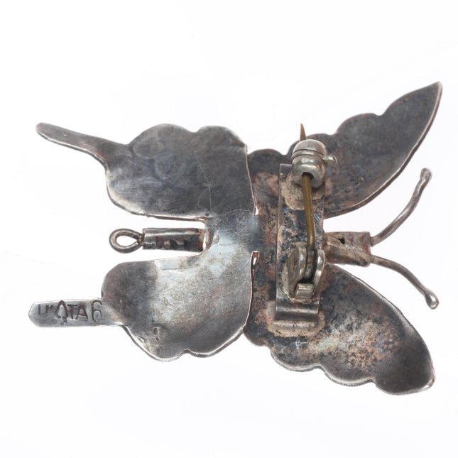 1940's UITA6 Navajo Sterling silver hand stamped butterfly pin/brooch