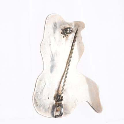 Allen Pooyouma Hopi Overlay Mud Man Kachina pendant pin/brooch sterling silver