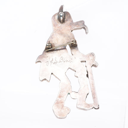 Virgil & Shirley Benn Hopi/Zuni sterling silver carved stone inlay pendant/pin