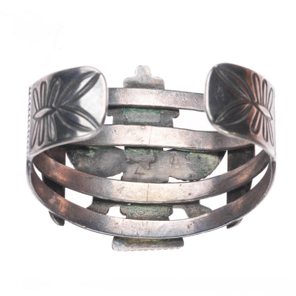 6.25" c1940's Zuni sterling silver multi-stone inlay knifewing cuff bracelet