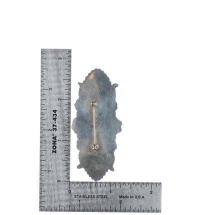 Leland Yazzie Navajo sterling silver turquoise spiny oyster hearts pin/brooch