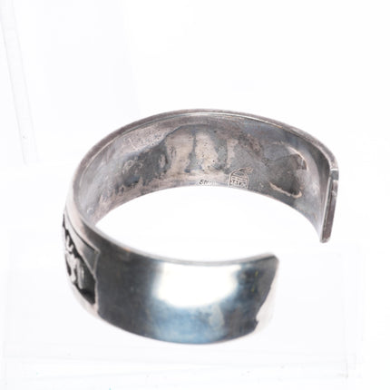 7" Tom & Sylvia Kee Navajo sterling silver storyteller cuff bracelet