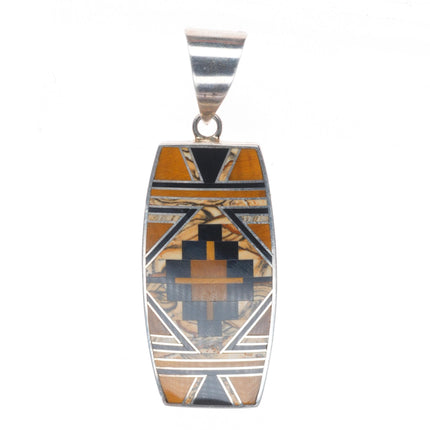 David Rosales Navajo Supersmith Native Earth black Jade sterling silver pendant