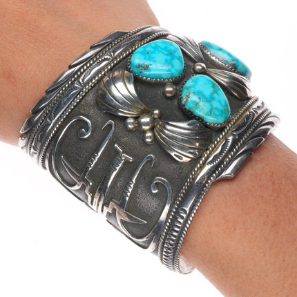 6.5" RW James Navajo Bird's Eye Kingman turquoise sterling silver cuff bracelet