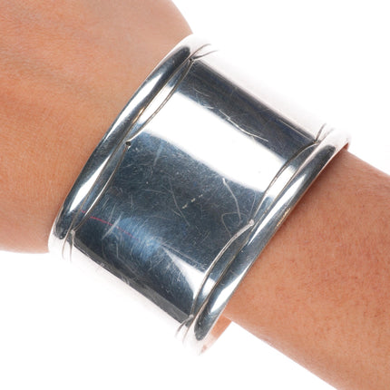6.5" Glenn Paquin Lag Zuni wide band sterling silver cuff bracelet