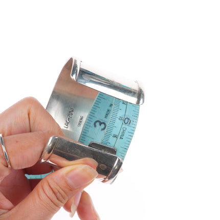 6.5" Glenn Paquin Lag Zuni wide band sterling silver cuff bracelet