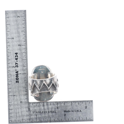 sz10 Kevin Yazzie Navajo Bisbee turquoise tufa cast sterling silver ring