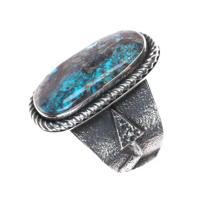 sz10 Kevin Yazzie Navajo Bisbee turquoise tufa cast sterling silver ring