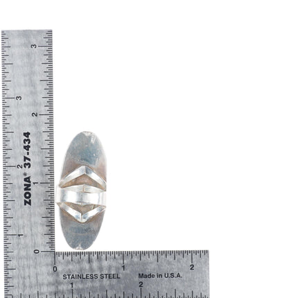 sz7.5 Kee Nez Navajo sterling silver modernist Mediterranean coral ring