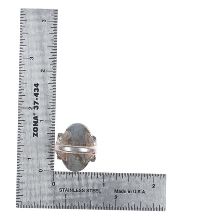 sz7.5 c1940's Navajo Blue Gem turquoise sterling silver rope bezel ring