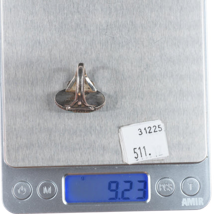 sz7.5 c1940's Navajo Blue Gem turquoise sterling silver rope bezel ring