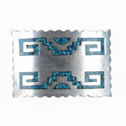 Vintage Mexican sterling silver chip inlay turquoise belt buckle