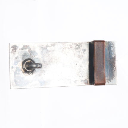 Slim vintage Navajo overlay belt buckle sterling silver