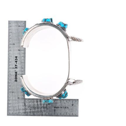 7.25" Vintage Navajo sterling silver turquoise nugget large watch cuff bracelet