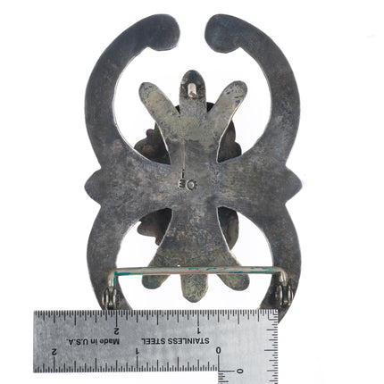 Huge vintage Navajo sterling silver/turquoise belt buckle ketoh style