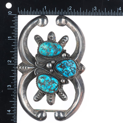 Huge vintage Navajo sterling silver/turquoise belt buckle ketoh style