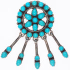 Vintage Eriacho Zuni sterling silver turquoise cluster pendant/pin with dangles