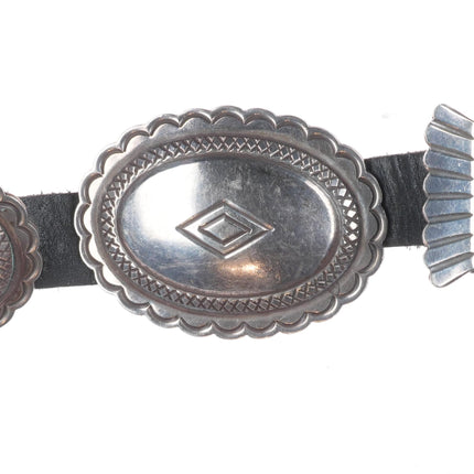 Roger Skeet Jr Navajo sterling silver hand stamped vintage concho belt