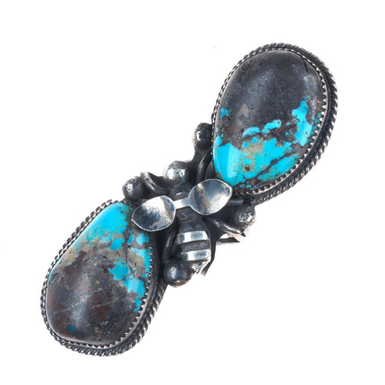 sz6.5 Marcus Chavez Navajo figural Bumblebee sterling silver turquoise ring