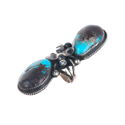 sz6.5 Marcus Chavez Navajo figural Bumblebee sterling silver turquoise ring