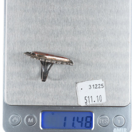 sz6.5 c1940's Vintage Native American Navajo sterling silver petrified wood ring