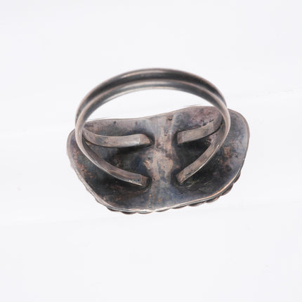 sz12.5 Vintage Native American sterling silver carved turquoise butterfly ring