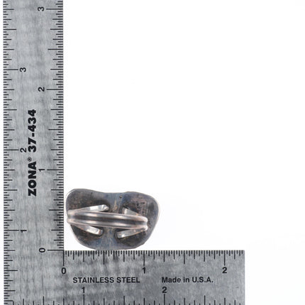 sz12.5 Vintage Native American sterling silver carved turquoise butterfly ring