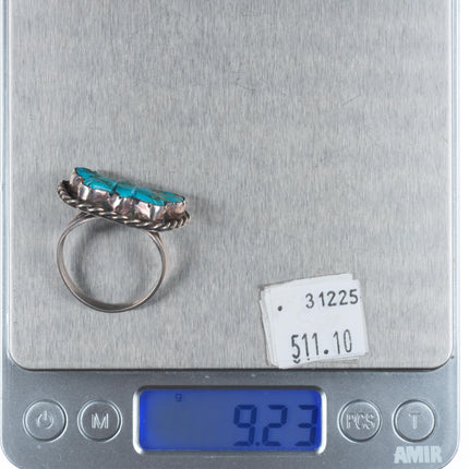 sz12.5 Vintage Native American sterling silver carved turquoise butterfly ring