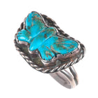 sz12.5 Vintage Native American sterling silver carved turquoise butterfly ring
