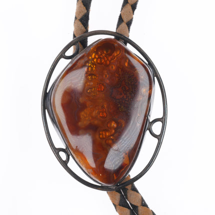 c1960 c-31 Fire Agate sterling silver southwestern modernist bolo tie