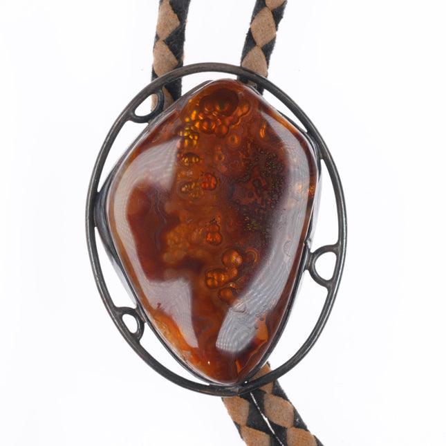 c1960 c-31 Fire Agate sterling silver southwestern modernist bolo tie