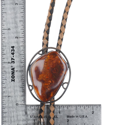 c1960 c-31 Fire Agate sterling silver southwestern modernist bolo tie