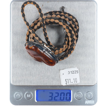 c1960 c-31 Fire Agate sterling silver southwestern modernist bolo tie