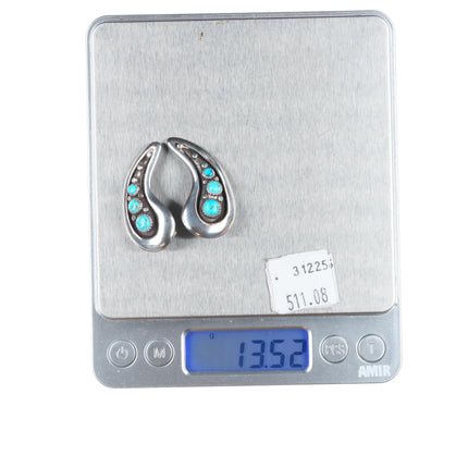 Carmelo Patania #8 turquoise modernist sterling silver clip on earrings