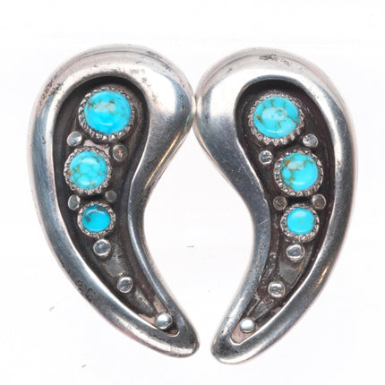 Carmelo Patania #8 turquoise modernist sterling silver clip on earrings