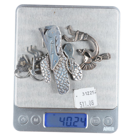 Vintage southwestern/zuni/Native American Sterling silver pin/pendant lot