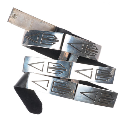 Leonard Nez Navajo sterling silver flash gordon-ish modernist concho belt