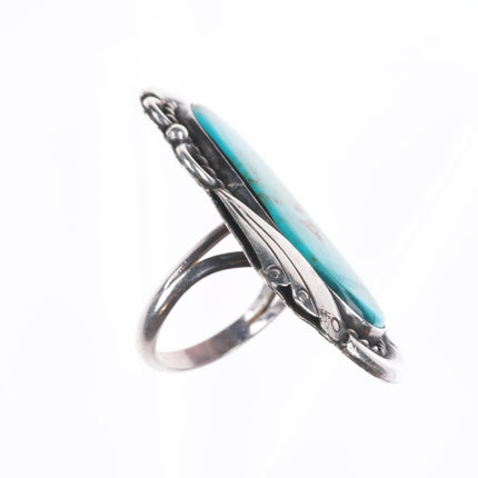 sz9 Big vintage Navajo sterling silver turquoise long ring