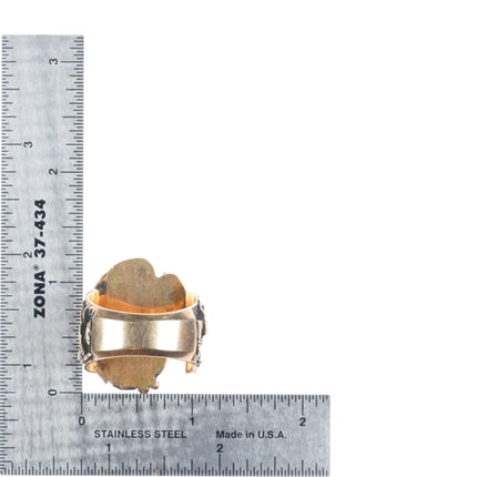 sz12.5 Vintage Navajo Diamond Bisbee Turquoise tufa cast 14k gold men's ring